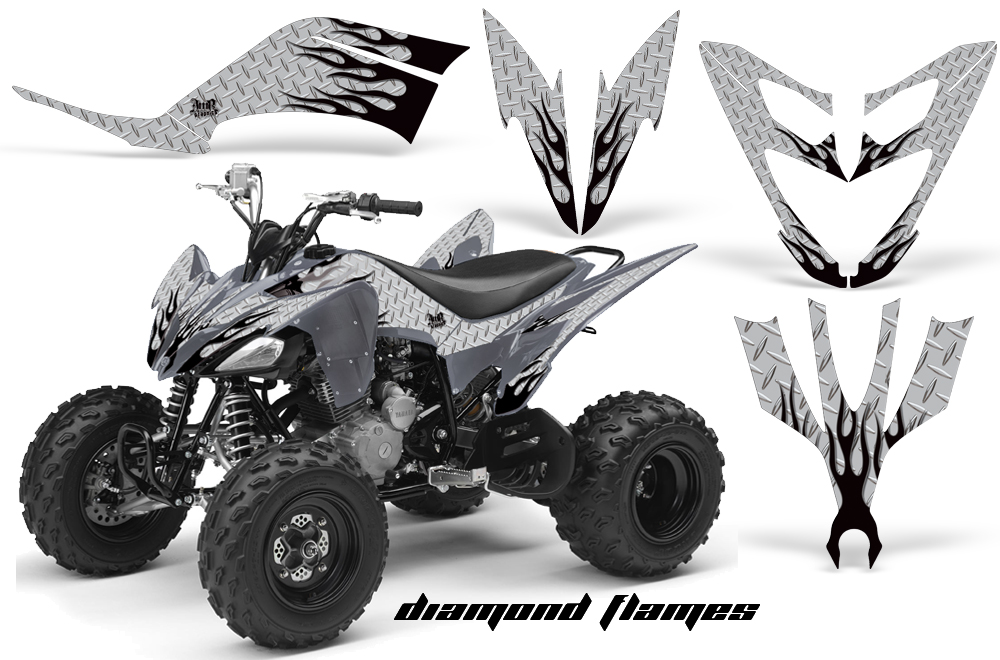 Yamaha Raptor 250 Graphics DiamondFlame Black SilverBG